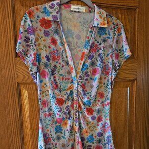 Mesh Short Sleeve Top – Rainbow Garden (Size L)
